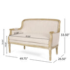 Canapé causeuse en bois beige marron 49,75 $ avec cadre en bois Rubbey et pieds en bois pour le salon