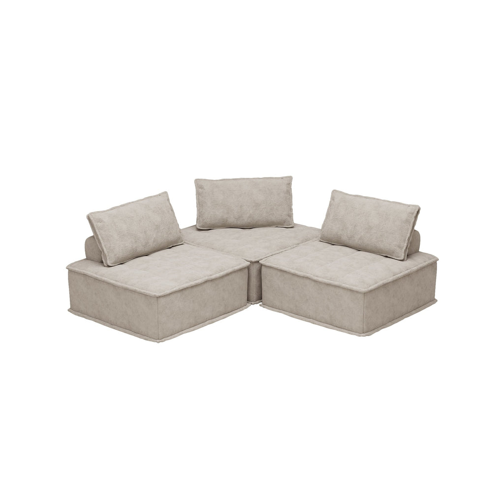 Ensemble de canapés modulaires 3 pièces en chenille beige
