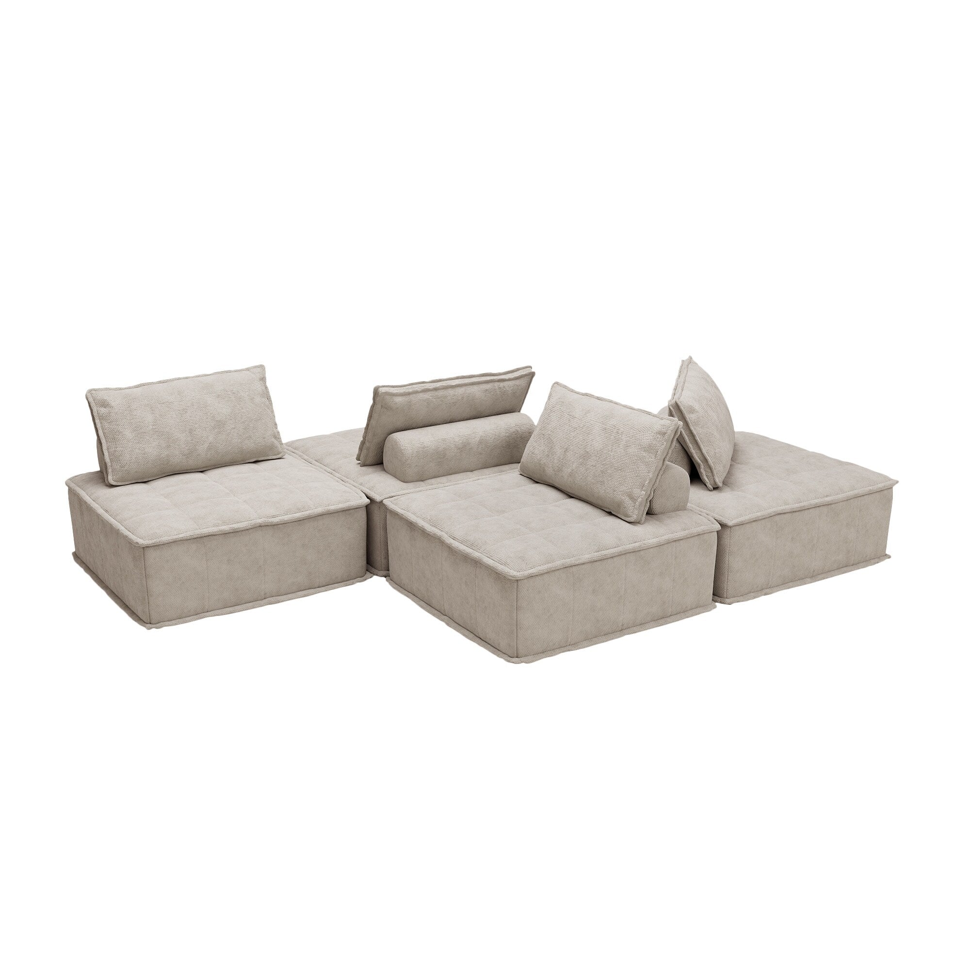 Ensemble de canapés modulaires 4 pièces en chenille beige