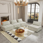 Ensemble de canapés modulaires 4 pièces en chenille beige