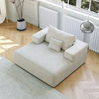 Canapé-lit simple en chenille beige avec coussin de dossier