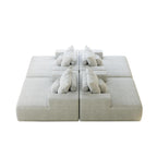 Canapé-lit simple en chenille beige avec coussin de dossier