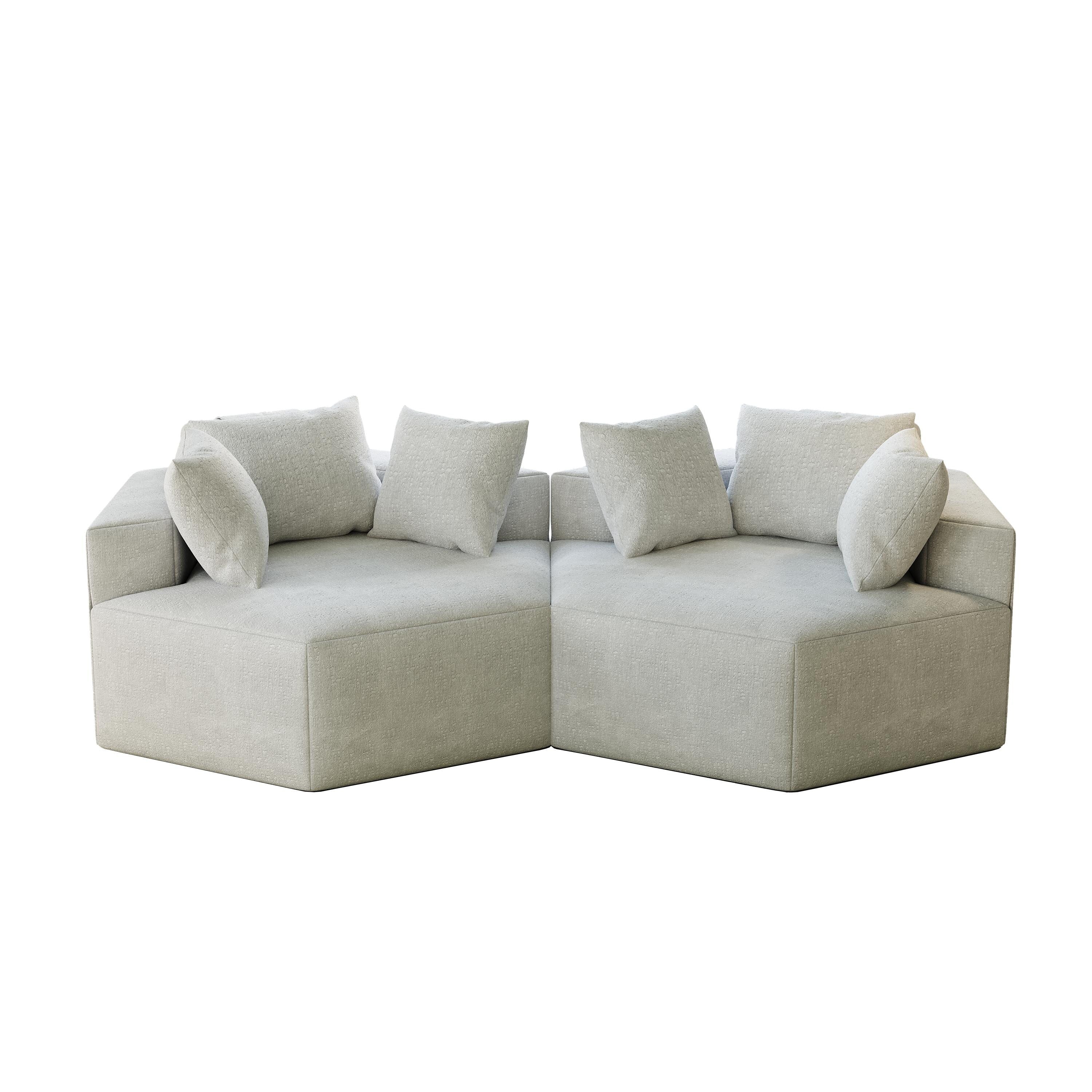 Canapé-lit simple en chenille beige avec coussin de dossier