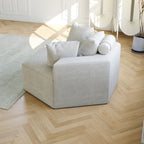 Canapé-lit simple en chenille beige avec coussin de dossier