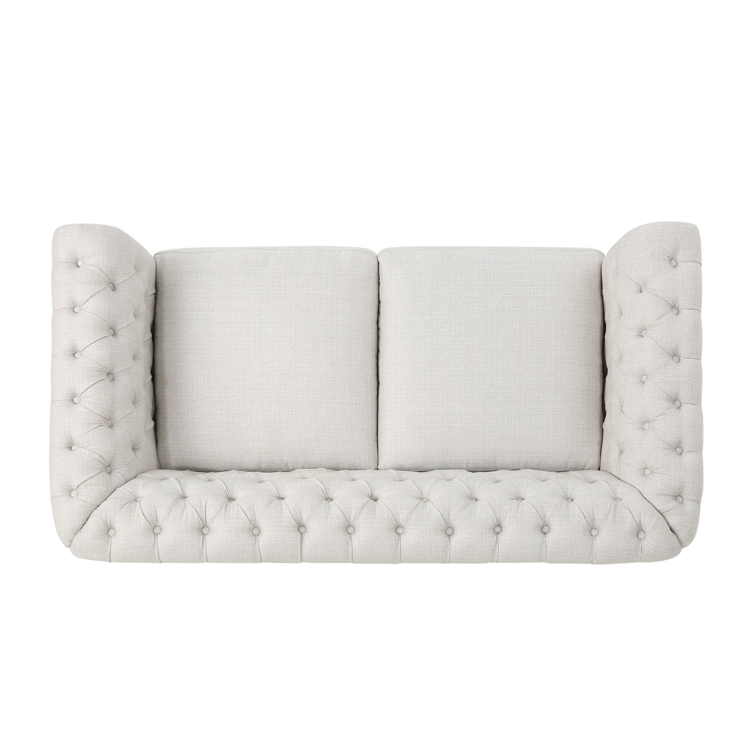 Canapé Chesterfield beige capitonné à boutons avec têtes de clous