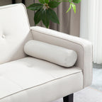 Canapé-lit futon 3 places convertible beige avec pieds en bois