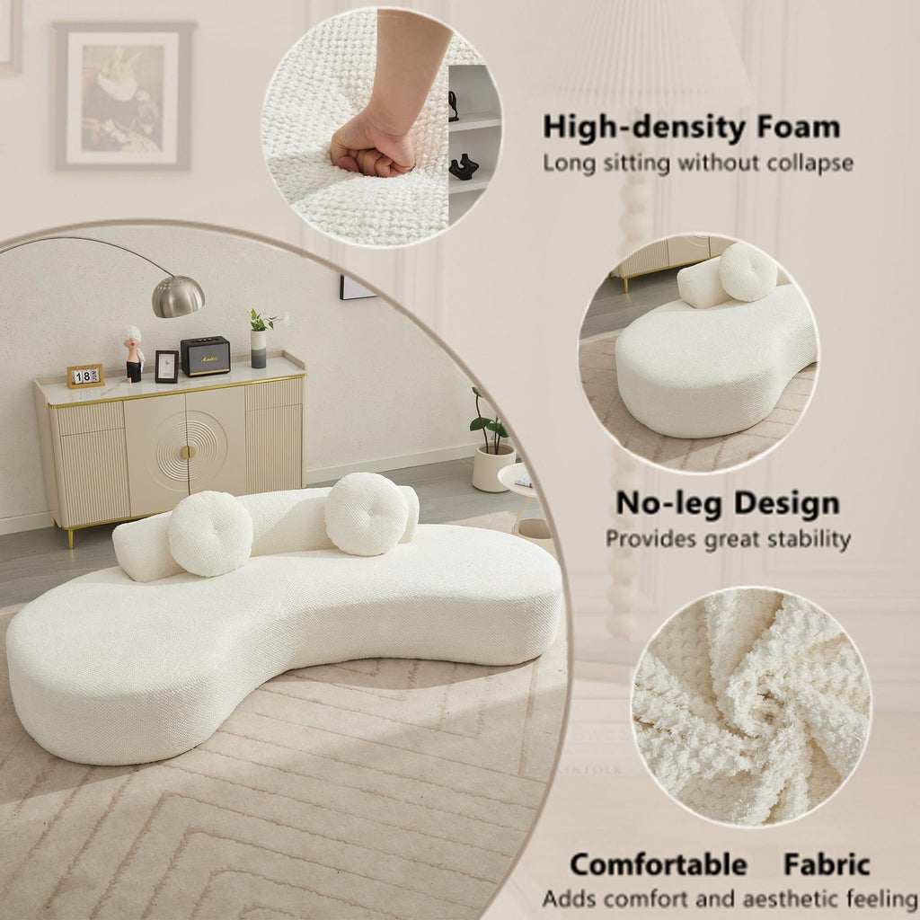 Canapé nuage en velours côtelé beige avec coussins