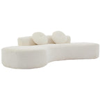 Canapé nuage en velours côtelé beige avec coussins