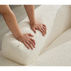 Canapé nuage en velours côtelé beige avec coussins