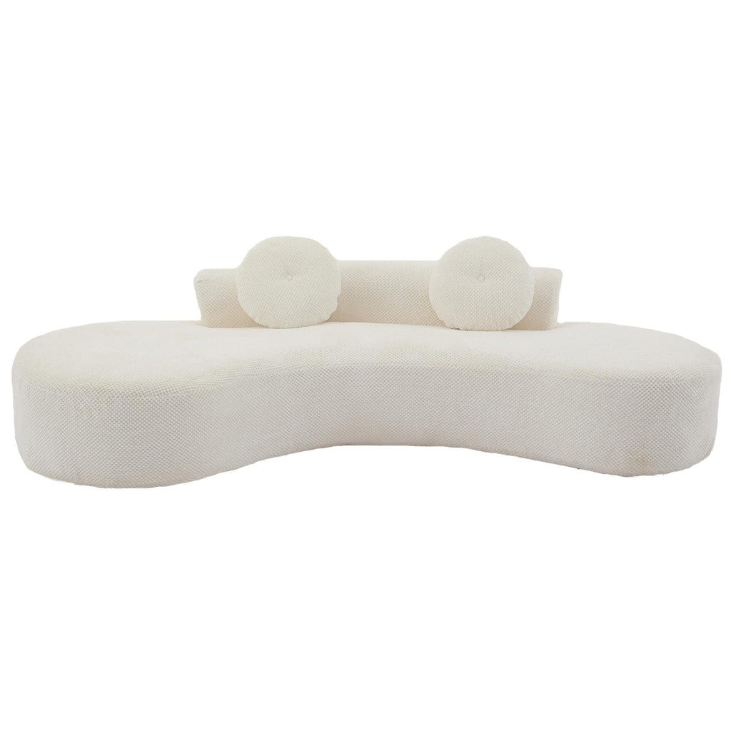 Canapé nuage en velours côtelé beige avec coussins