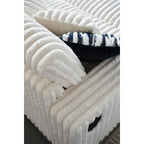 Canapé causeuse en velours côtelé beige avec pouf et haut-parleur Bluetooth