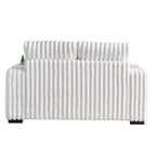 Canapé causeuse en velours côtelé beige avec pouf et haut-parleur Bluetooth