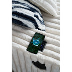 Canapé causeuse en velours côtelé beige avec pouf et haut-parleur Bluetooth