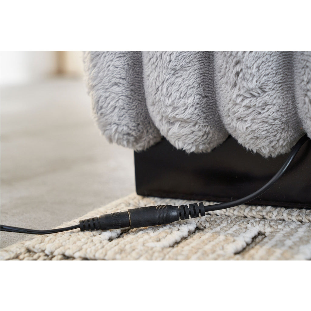 Canapé causeuse en velours côtelé beige avec pouf et haut-parleur Bluetooth