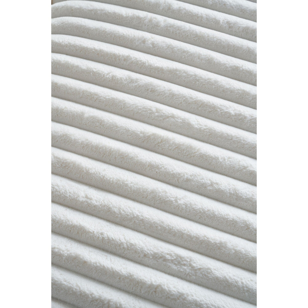 Canapé causeuse en velours côtelé beige avec pouf et haut-parleur Bluetooth