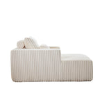 Fauteuil de salon en velours côtelé beige avec 2 coussins