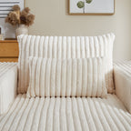 Fauteuil de salon en velours côtelé beige avec 2 coussins