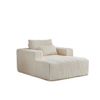 Fauteuil de salon en velours côtelé beige avec 2 coussins