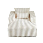 Fauteuil de salon en velours côtelé beige avec 2 coussins