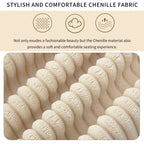 Canapé 3 places rembourré en velours côtelé beige avec coussins amovibles