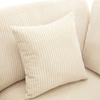 Canapé 3 places rembourré en velours côtelé beige avec coussins amovibles