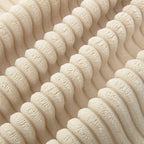 Canapé 3 places rembourré en velours côtelé beige avec coussins amovibles