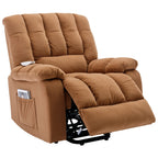 Fauteuil inclinable électrique beige avec chauffage, massage et rangement latéral pour salon ou chambre