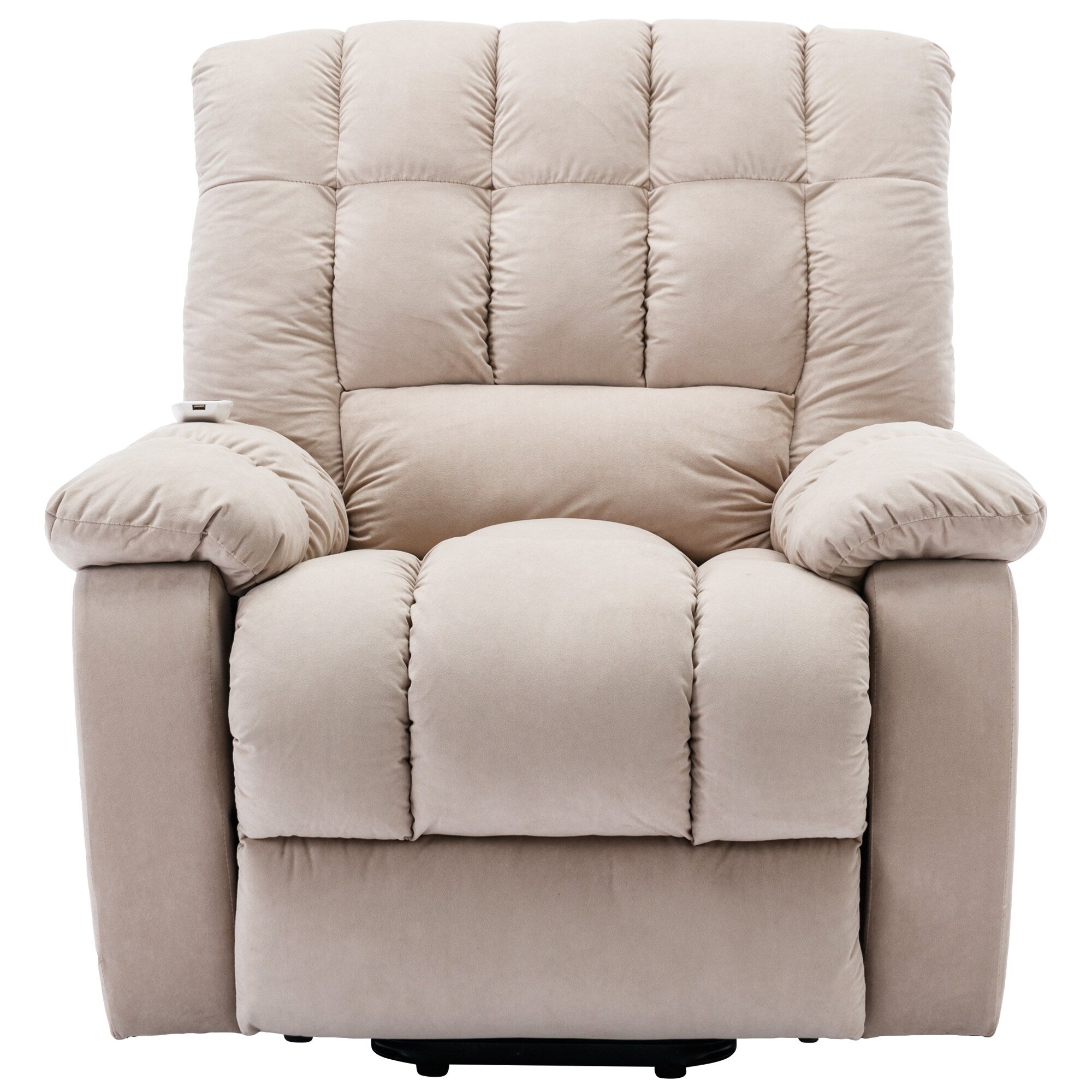 Fauteuil inclinable électrique beige avec chauffage, massage et rangement latéral pour salon ou chambre
