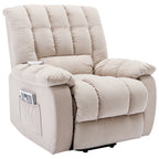 Fauteuil inclinable électrique beige avec chauffage, massage et poche latérale pour salon ou chambre