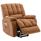 Fauteuil inclinable électrique beige avec chauffage, massage et poche latérale pour salon ou chambre