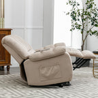 Fauteuil inclinable électrique beige avec chauffage, massage et poche de rangement pour le salon ou la chambre
