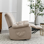 Fauteuil inclinable électrique beige avec chauffage, massage et poche de rangement pour le salon ou la chambre