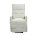 Fauteuil inclinable électrique beige avec poches latérales, ressorts ensachés et coussin moelleux pour salon et chambre