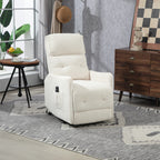 Fauteuil inclinable électrique beige avec poches latérales, ressorts ensachés et coussin moelleux pour salon et chambre