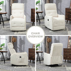 Fauteuil inclinable électrique beige avec poches latérales, ressorts ensachés et coussin moelleux pour salon et chambre
