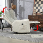 Fauteuil inclinable électrique beige avec poches latérales, ressorts ensachés et coussin moelleux pour salon et chambre