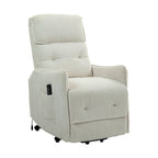 Fauteuil inclinable électrique beige avec poches latérales, ressorts ensachés et coussin moelleux pour salon et chambre