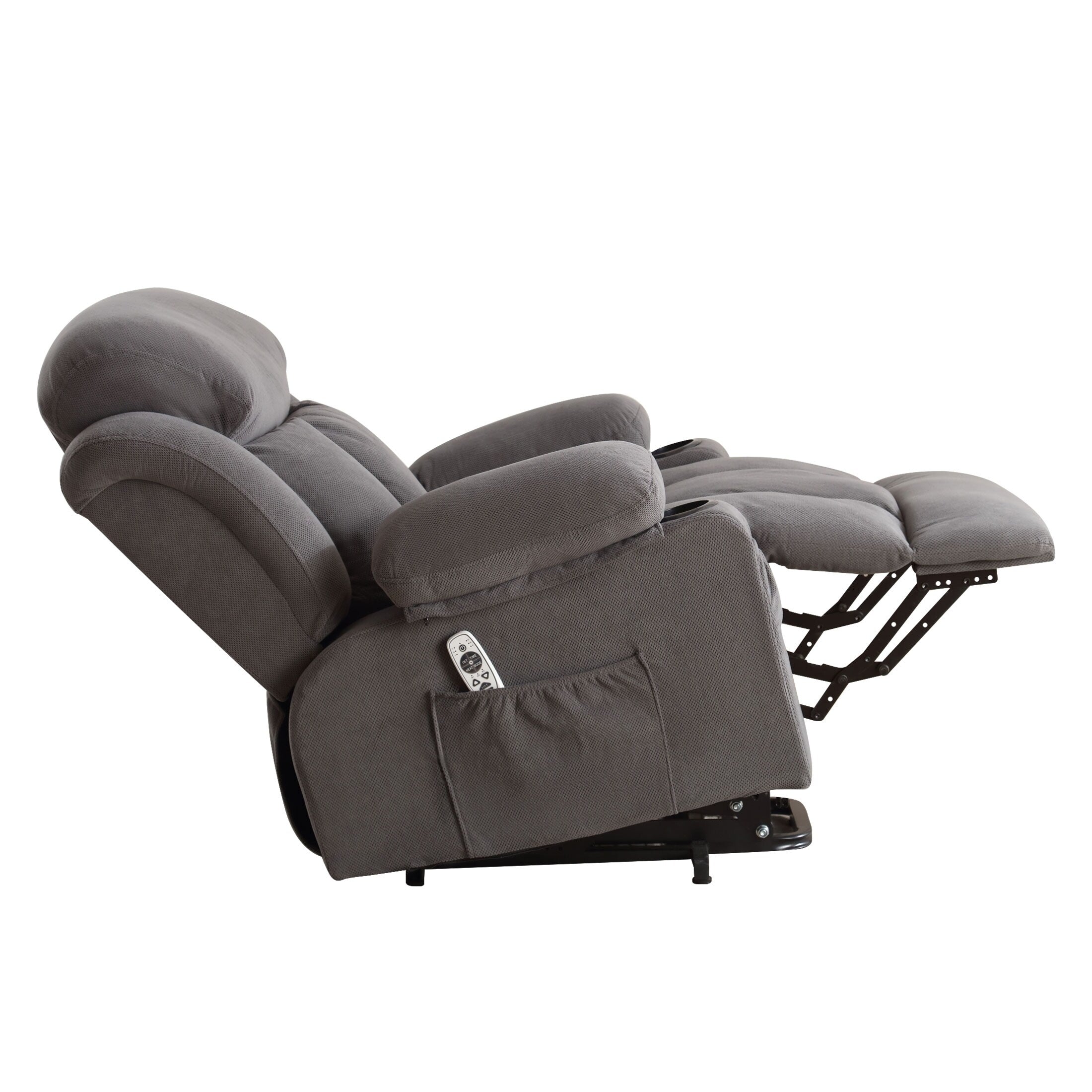 Fauteuil inclinable électrique beige avec chauffage, massage, port USB et télécommande