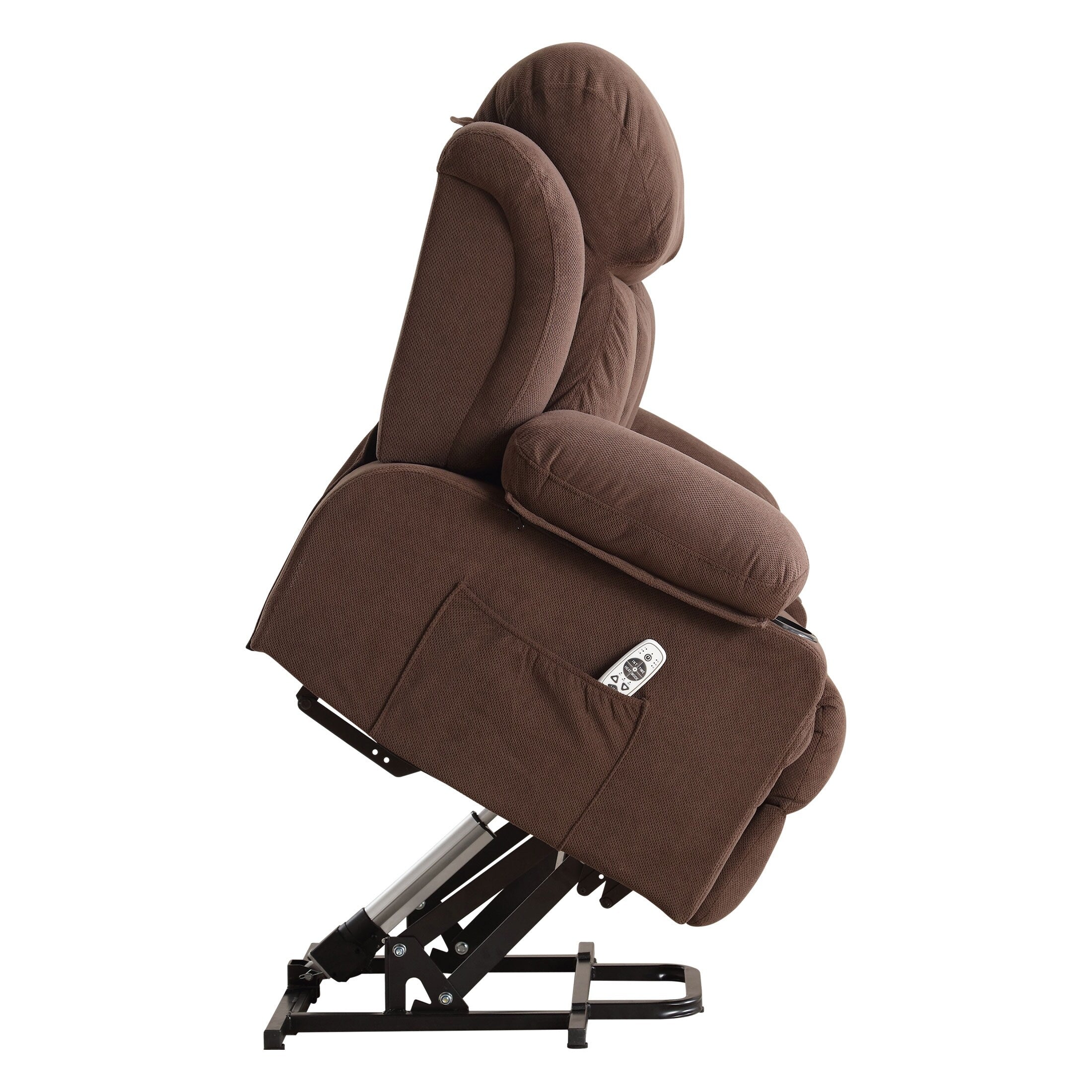Fauteuil inclinable électrique beige avec chauffage, massage, port USB et télécommande