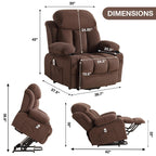 Fauteuil inclinable électrique beige avec chauffage, massage, port USB et télécommande