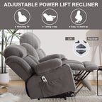 Fauteuil inclinable électrique beige avec chauffage, massage, port USB et télécommande
