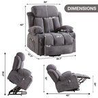 Fauteuil inclinable électrique beige avec chauffage, massage, port USB et télécommande