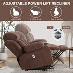 Fauteuil inclinable électrique beige avec chauffage, massage, port USB et télécommande