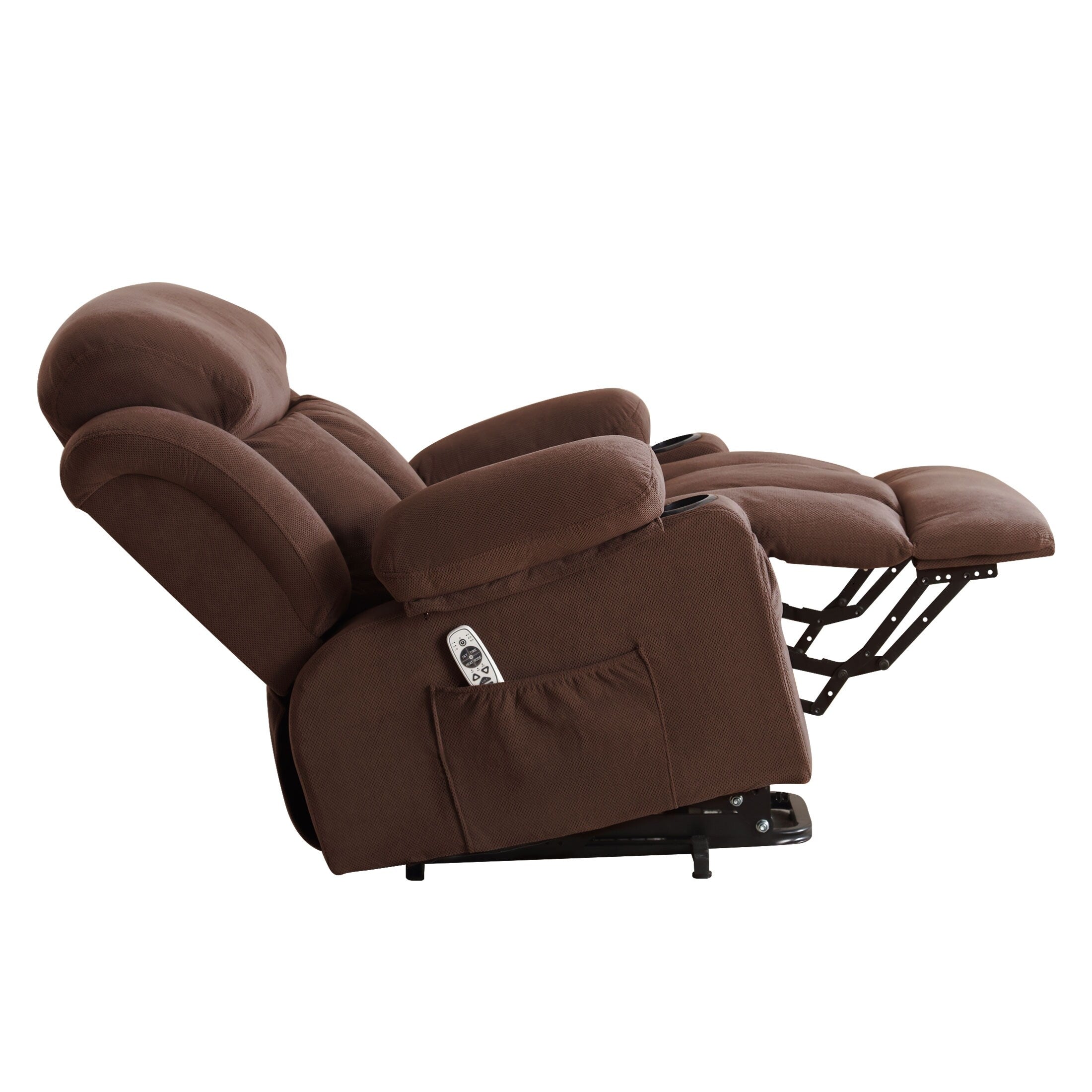Fauteuil inclinable ergonomique beige avec chauffage, massage, chargement USB, poches latérales et télécommande