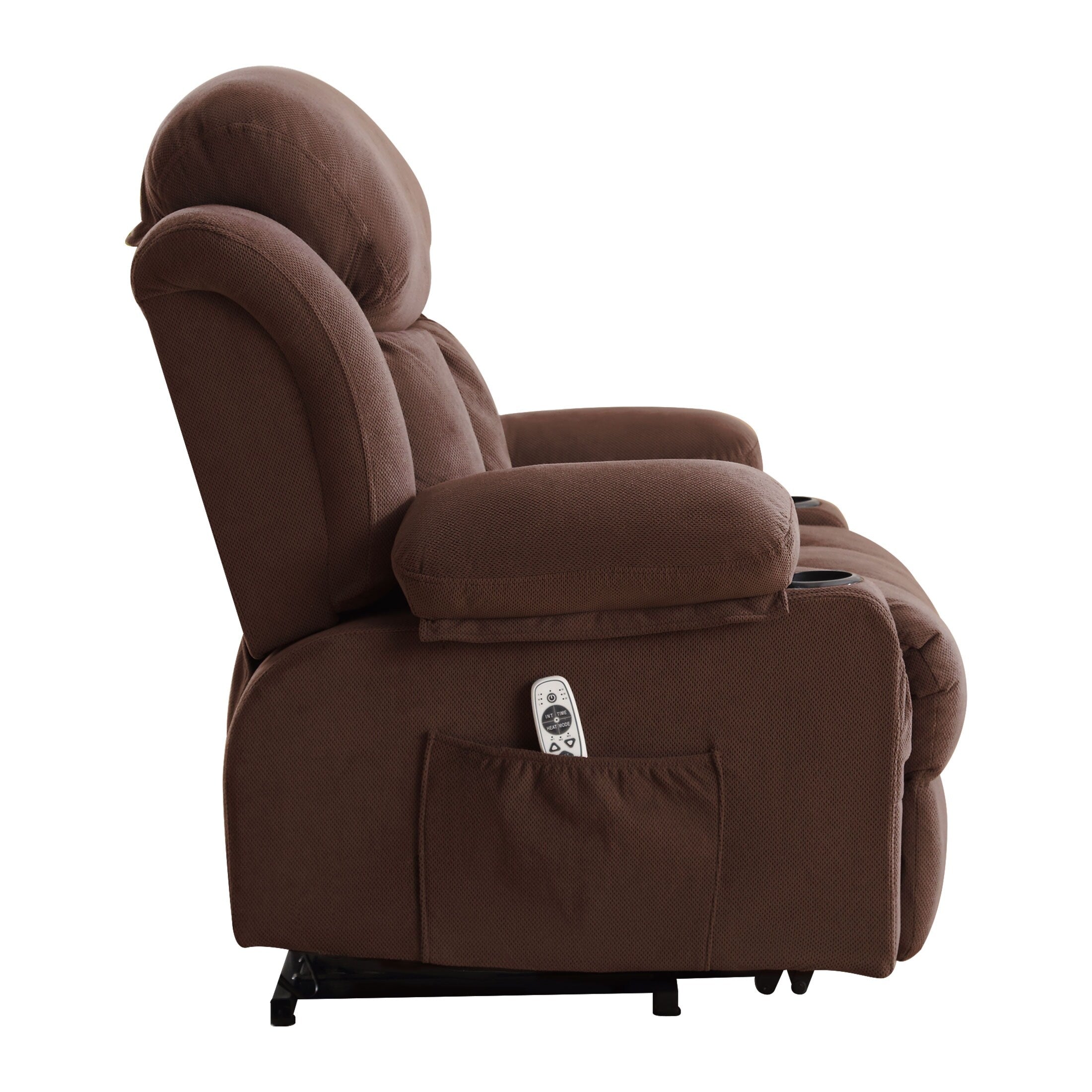 Fauteuil inclinable ergonomique beige avec chauffage, massage, chargement USB, poches latérales et télécommande