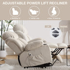 Fauteuil inclinable ergonomique beige avec chauffage, massage, chargement USB, poches latérales et télécommande
