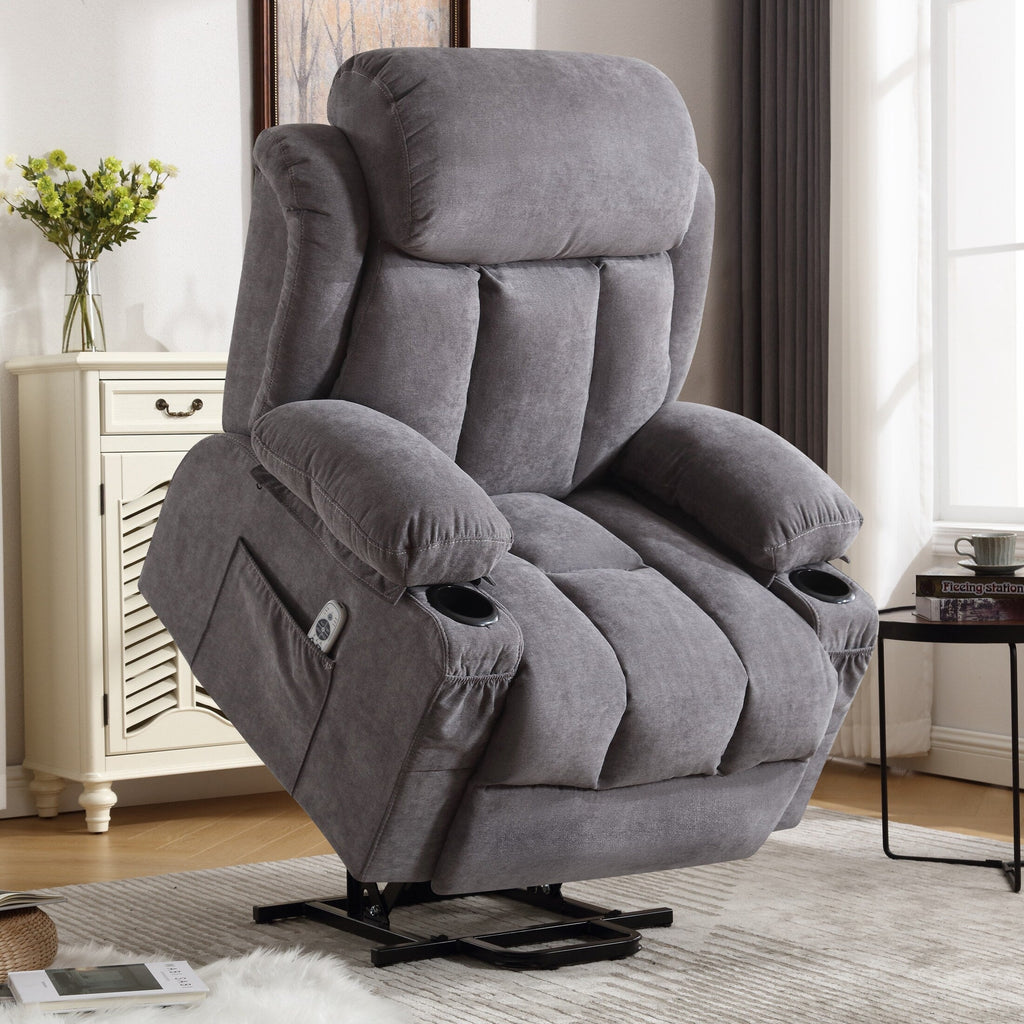 Fauteuil inclinable ergonomique beige avec chauffage, massage et ports USB