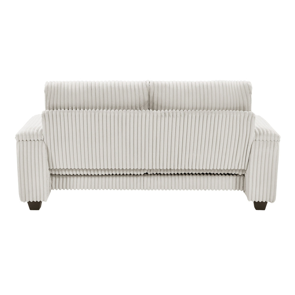 Canapé causeuse en tissu beige avec accoudoir de rangement et port USB