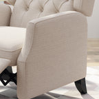 Fauteuil inclinable à oreilles en tissu beige de style milieu du siècle avec repose-pieds et dossier capitonné