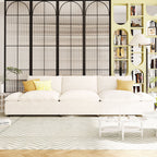 Grand canapé 3 places beige en polyester avec rangements